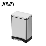 JAVA - 不銹鋼長方形腳踏垃圾桶 12公升 - 鈦金灰色 (JH8858GY-12L)