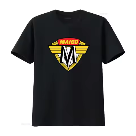 Maico Motorcycles Men's Black T Shirt with Bold Logo Print Size S to 5XL vintage Washed Unisex Breat