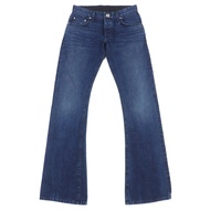 狀況極佳：CHROME HEARTS CH 十字紐扣馬蹄形皮革標誌貼片喇叭形紐帶門襟牛仔褲，靛藍色，30 碼，美國製造。