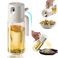 PluieSoleil Oil Bottle Oil Spray 2in1 Olive Oil Spray One-handed Operation Oil Soy Sauce Pitcher Vinegar Glass Bottle Waterproof and Easy Storage (550ml White) [Direct from Japan]