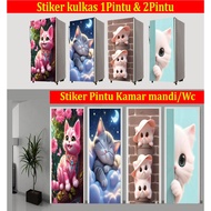 1 Door &amp; 2 Door &amp; WC Door Refrigerator Sticker Cat MOTIF