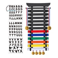Martial Arts Karate Belt Display Rack 12 Belts, Bamboo Wood, Medal Hangers- Taekwondo, Jiu , BJJ Com