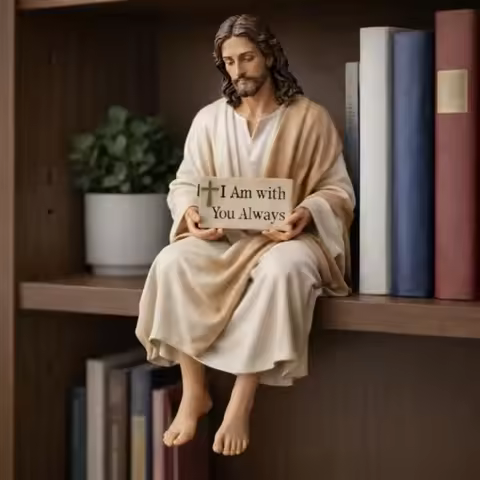 New Resin Material Jesus Resin Figurine Sitting Pose I Am with You Always Sign Jesus Christ Statue R