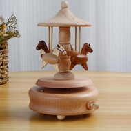 Carousel Music Box Retro Wooden Carousel Music Box Handmade Carousel Horse Music Box Beech Wood Rota
