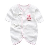 JoyNa - 2件入-竹節棉新生兒連身衣 綁帶蝴蝶衣-白底兔頭+隨機一件 (均碼(60cm))