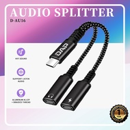 DAP D-AU16 Type C to 2 Type C Audio Separator Support Charging & Listening