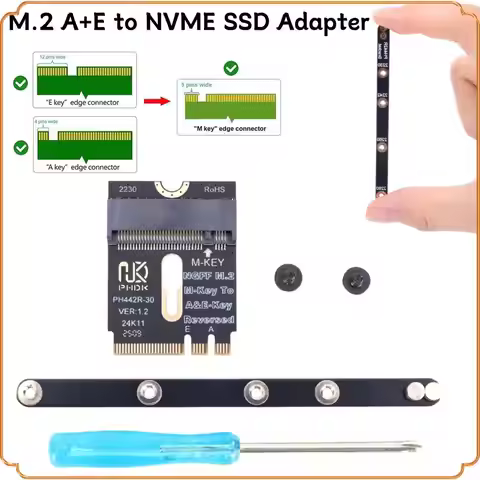 M.2 A+E To NVME SSD Adapter A/E Key To M Key Female Extension PCIE 4.0 Riser Card M2 WIFI Interface 
