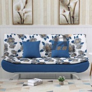 找得 - 客廳多功能梳化床可折疊單人雙人三人位布藝梳化公寓懶人梳化 藍色配花科技布 100CM 3078