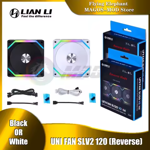 Lian Li UNI FAN SL120 V2 Computer Case Cooler,Black/White,L-Connect 3 Cabless Reverse Blade - Single