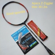 Apacs Z BADMINTON RACKET - ZIGGLER 38 LBS BLACK-RED ORIGINAL
