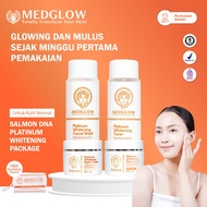 MEDGLOW CLINIC Platinum Whitening Salmon DNA Package + Bonus Tas Kulit| Paket Skincare Krim Pagi Malam Dokter BPOM HALAL Pemutih Pencerah Kulit Wajah Penghilang Noda Flek hitam anti aging pelembab pelicin glowing moisturizer day night cream farmasi klinik