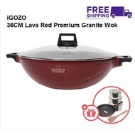 iGOZO 36cm Lava Red Premium Granite Wok