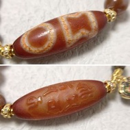 紅玉髓雕刻天珠 天地·六字真言➕小雙虎牙