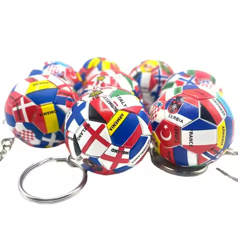 3Pcs 2024 World Flag Football Keychain Country Soccer Club Fans Keyring Car Key Chains Souvenir Bag