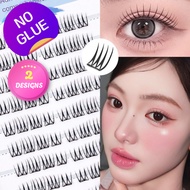 KISSMISS No-Glue Eyelashes 10-13mm 80P Cluster False Lashes U-Shaped Cat Claw 2 Designs