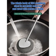 Household kitchen stainless steel pot long handle brush Stainless steel cleaning pot brush