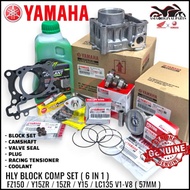 HONG LEONG YAMAHA FZ150 Y15ZR LC135 V1-V8 57MM CYLINDER BLOCK STD SET 6IN1 COMBO SET 3C1 BLOK CAMSHA