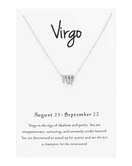 Zealmer 18K Gold Plated 12 Zodiac Sign Letter Pendant Necklace for Women Girls, 18" Birthday Gift