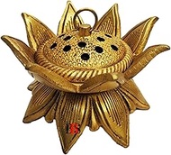Dhoop Dani Brass Lotus Incense Burner, Brass Loban Dhoop Dhuni Lotus Design, Brass Dhoop Holder with