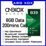 Abg XOX | 8GB ONEXOX BLACK B39 4G LTE Plan ONEXOX Simkad Unlimited Hotspot No Contract Simcard Sim Card Postpaid