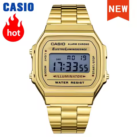 Casio watch for men A168WG-9W Gold set brand luxury LED digital Waterproof military Wrist Watch relo