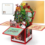 Christmas 3D Pop Up Greeting Card with Light Music Xmas House Holiday Gift Card