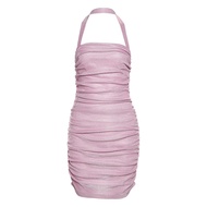 DUNEA DUNEA Women's Halter Glitter Sexy Backless Bodycon Dress