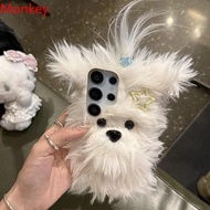 Cute Fluffy Plush Bow Puppy Furry Cases For OPPO Reno 13F 12F 11F 2F 8Z 8T 7Z 6Z 2Z 13 12 11 10 8 7 