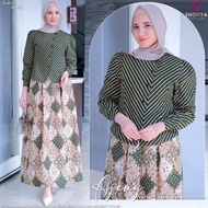 AJENG ONESET 2in1. Bahan Cotton Batik. Top: LD.110cm PJ.57cm. LP. 70-110. PJ.98cm.
