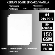 Kertas BC 150 GSM A4 isi 50 Lembar Putih / Kertas Gambar / Undangan 150 gram