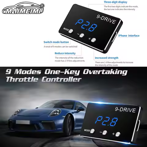 9-Drive Electronic Throttle Accelerator Racing Power Accelerator Controller Car Pedal Booster Tuning