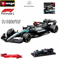 Original Bburago 1:43 Mercedes-Amg Miniature Diecast Amg Petronas F1 W15 Team #44 #64 Alloy Car Mode