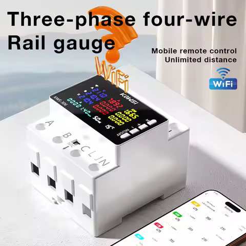 Tuya 3P 85-290V/80A Power Meter 8in1 Color Screen AC Energy Power Voltmeter Voltage Amps Watt Kwh Me