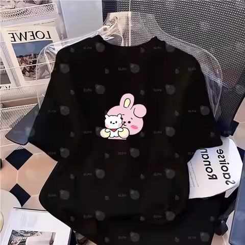 BT21 Cute Cooky RJ Print Family Matching T Shirts Parent-child Cotton Casual Tops Summer Soft Breath