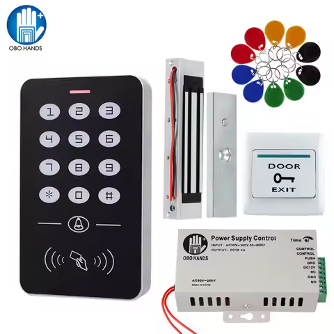 OBO Hands Door Access Control System Kit RFID Keypad + Power Supply + Electric 180KG Magnetic Lock S