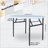 3V 4' Round Folding Banquet Table / Foldable Banquet Table with Plastic Table Top