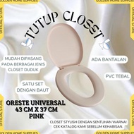 1 SET TUTUP KLOSET ORESTE DUDUK UNIVERSAL / WARNA PUTIH BIRU HIJAU PINK MAROON / PVC TEBAL / TOTO
