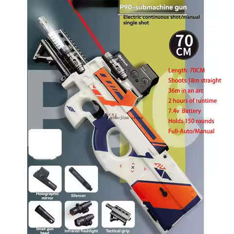 P90 Full Auto Gel Ball Blaster for Large Outdoor Team Games, Big Size Electric Gel Water Bead Gun, L