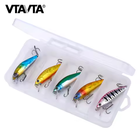 VTAVTA 5pcs Sinking Minnow Wobbler Fishing Lures 55mm 6.5g Swim Crankbait Japanese Design Artificial