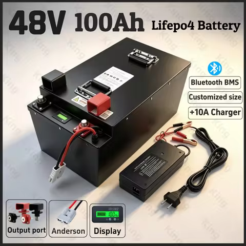 King-48V 100Ah LiFePO4 Lithium Battery with BMS Rechargeable for 4KW 9KW Solar System Photovoltaic P