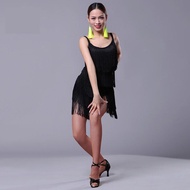 618Latin Dress New Adult Modern Ballroom tassel Fringe Salsa Tango Dance Wear Black