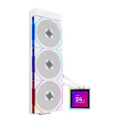 Lian-Li Hydroshift II-S 360 Liquid CPU Cooler Flexible Slide Tube Clamp Coolant Pathway 3.4" IPS LCD