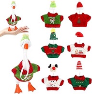 6 Sets 7 Inch Desk Goose Outfits Christmas Mini Desk Goose Clothes Cute Christmas Knitted Sweater wi