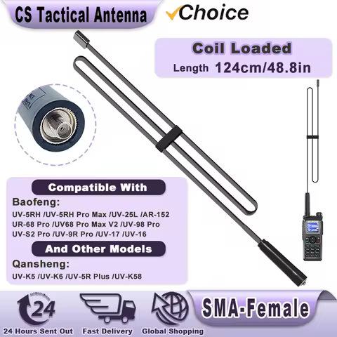 Baofeng Walkie Talkie CS 124CM Tactical Antenna UV-K5 Foldable Aerial SMA-F VHF UHF UV-5R UV-82 UV-S
