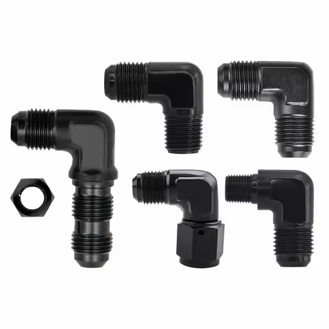 1 Piece Aluminum 90 degree AN6 to AN6, extended AN6, female AN6, 1/8NPT, 1/4NPT hose connector adapt