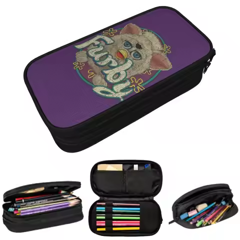 Snowball Furby 1998 Pencil Case for Boy Girl School Pen Box Pencil Bag Stationery Supplies Pen Holde