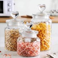 1pc Heart Shaped Glass Storage Jar With Airtight Lid, Transparent Candy/Food/Spice/Salt/Sugar/Coffee