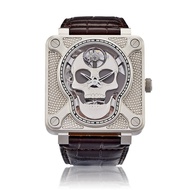 Bell &amp; Ross Laughing Skull reference BR01-SKULL-SK-ST, a micro-blasted steel, manual wind wristwatch, Circa 2021