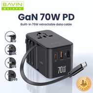 BAVIN PC2081 70W GaN Charging Adapter with Multi-Port Charger Retractable Type-C & Universal Plug