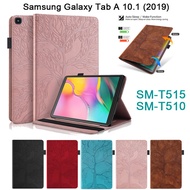 High Quality PU Leather Casing for Samsung Galaxy Tab A 10.1 (2019) SM-T515 SM-T510 Exquisite 3D Tree Style Wallet Stand Flip Cover With Card Slots Pen Buckle T510 T515